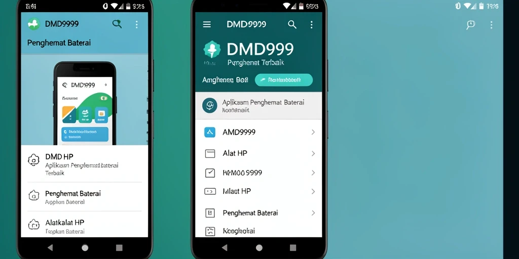 Tampilan antarmuka aplikasi DMD999 untuk penghemat baterai yang efisien.