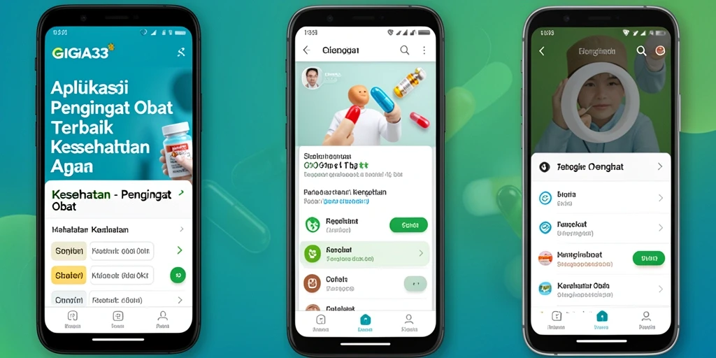 Screenshot utama GIGA33 menunjukkan fungsionalitas Pengingat Obat yang nyaman.