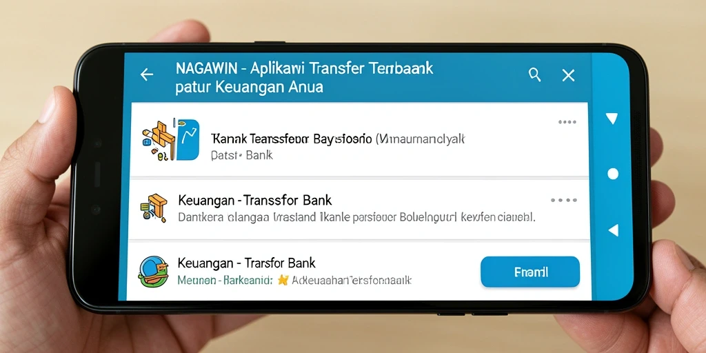 Antarmuka NAGAWIN yang sederhana dan intuitif untuk Transfer Bank.