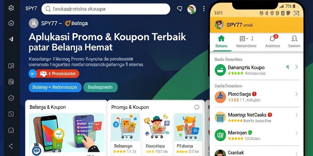 Antarmuka SPY77 menampilkan kumpulan kupon dan promo terkini.